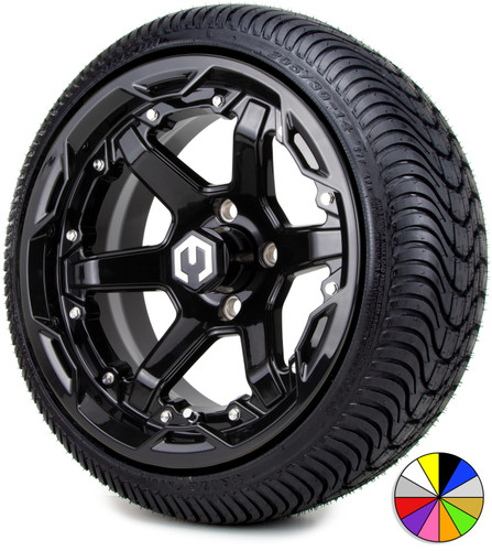 MODZ® 14" Gladiator Glossy Black w/Color Accents - LowPro Street Tire and Wheels Combo