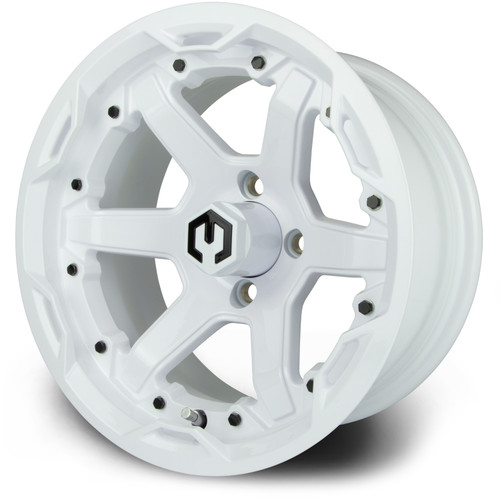 MODZ® 14" Gladiator Glossy White with Black Bolts Golf Cart Wheel