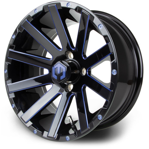 MODZ® 14" Mauler Glossy Blue and Black with Ball Mill Golf Cart Wheel