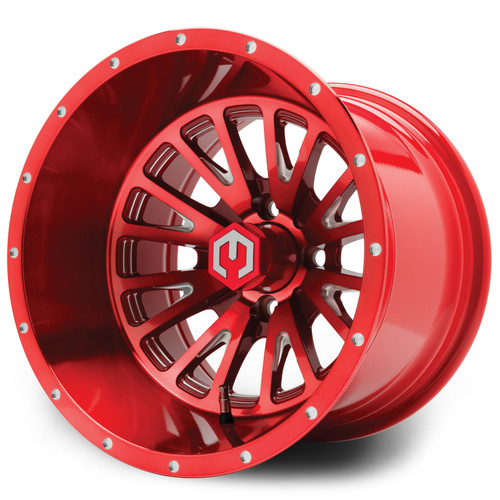 MODZ® 14" Assassin Brushed Red with Ball Mill Golf Cart Wheel