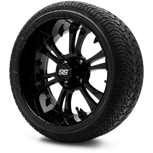 MODZ® 15" Vampire Glossy Black - Low Profile Tires and Wheels Combo