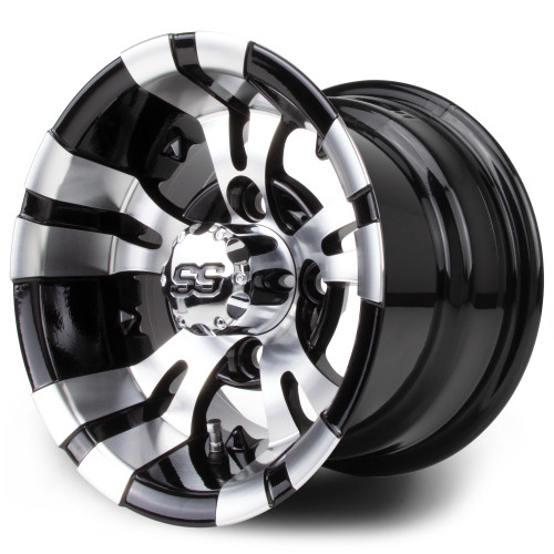 MODZ® Classic 10" Vampire Machined Black 10x7 Golf Cart Wheel