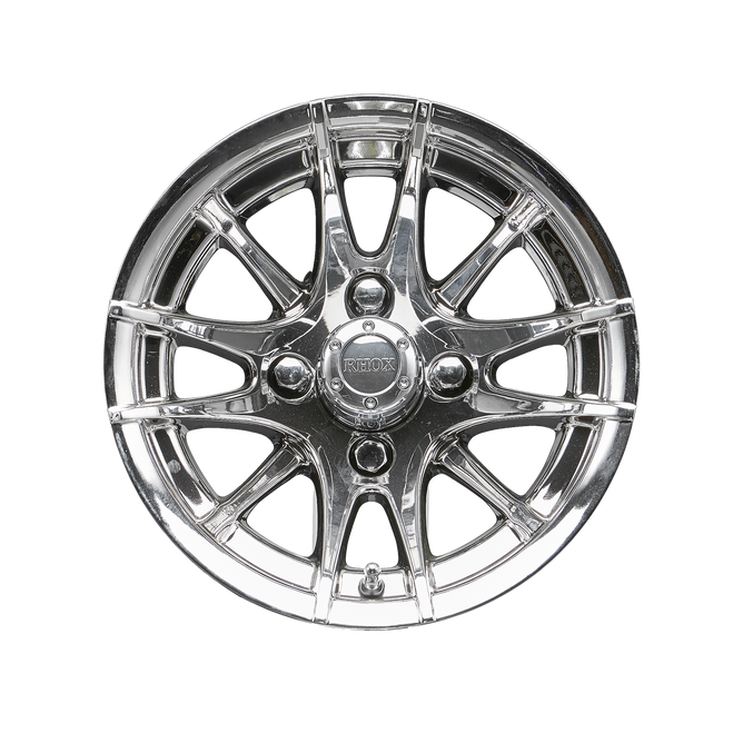 12"x6" RHOX RX107, 12 Spoke Chrome Golf Cart Wheel