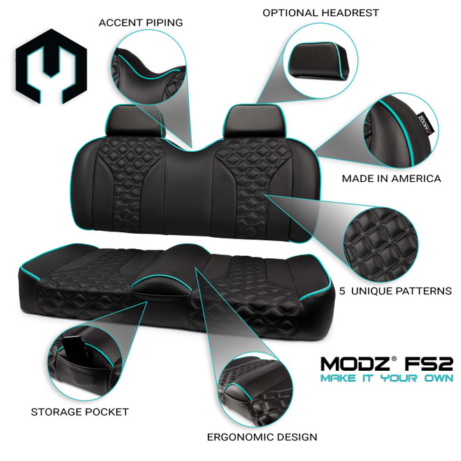 MODZ® FS2 Custom Front Seat - Black Base - Choose Pattern and Accent Colors