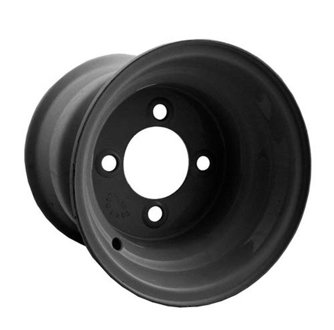 10"x7" Black Steel Golf Cart Wheel (3+4 Offset)