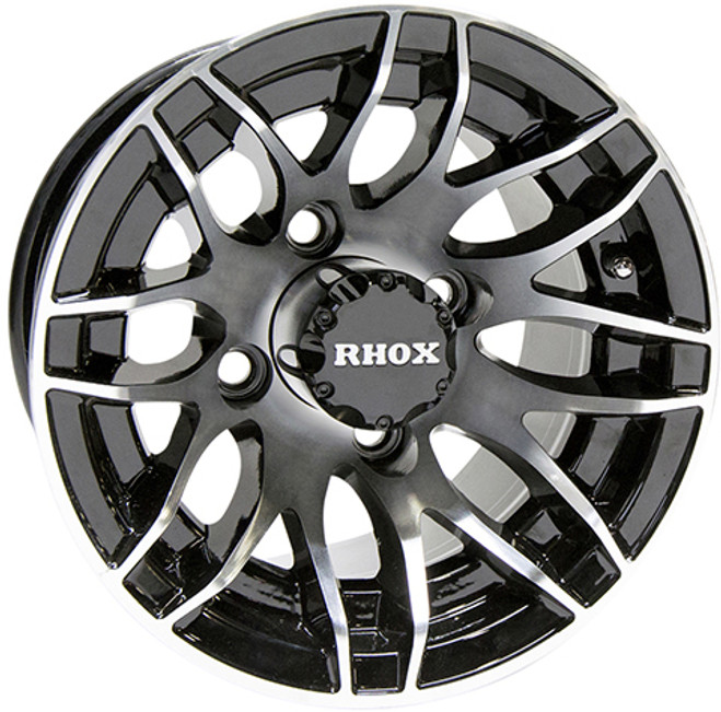 10"x7" RHOX RX175  Machined/Black ET-25 Golf Cart Wheel