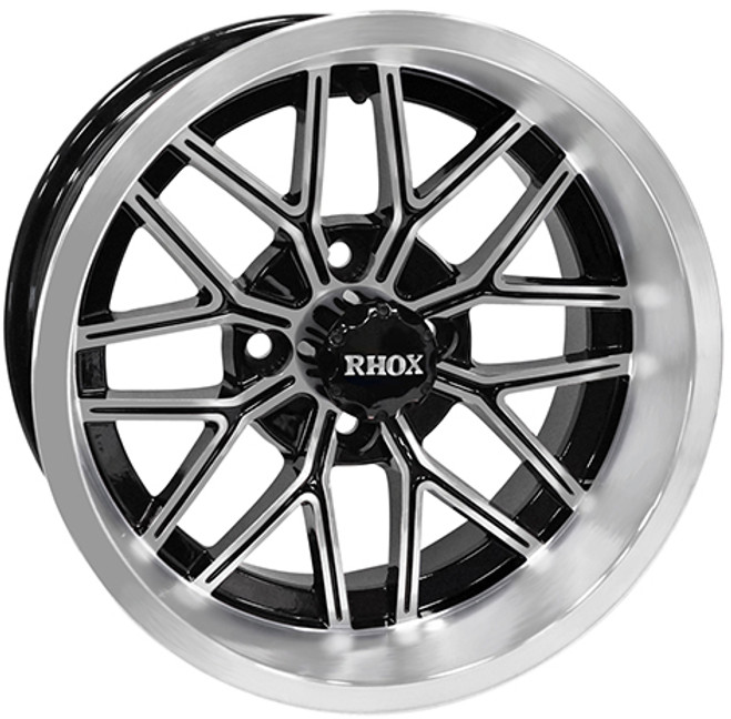 14"x7" RHOX RX281  Machined/Black ET-25 Golf Cart Wheel