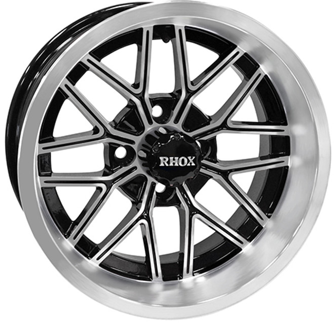 14"x6" RHOX RX282  Machined/Black ET-10 Golf Cart Wheel