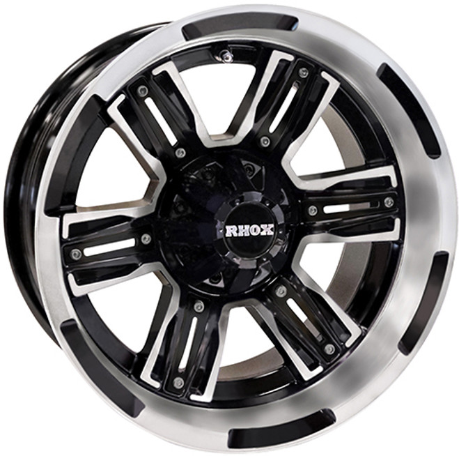 14"x7" RHOX RX285-MB Machined/Matte Black ET-25 Golf Cart Wheels