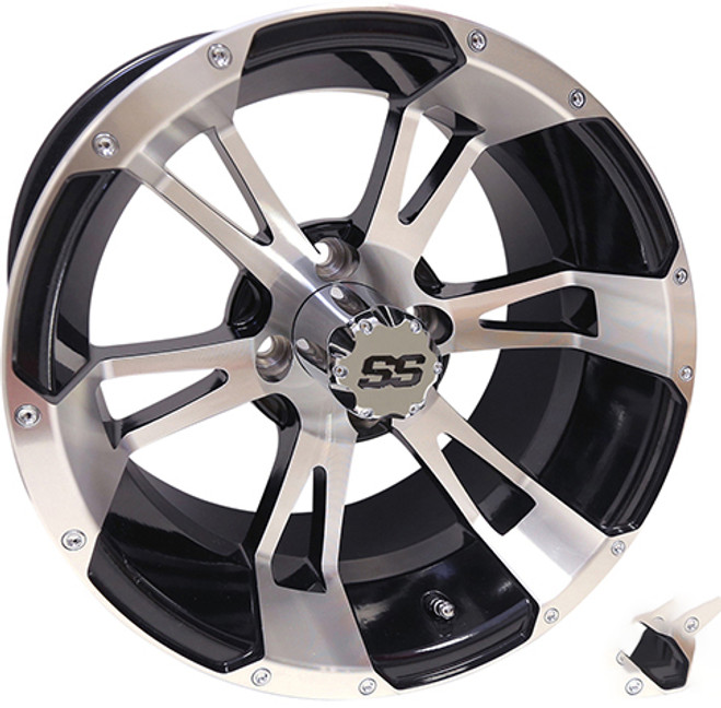 14"x7" RHOX RX340 Machined/Black ET-25 Golf Cart Wheel