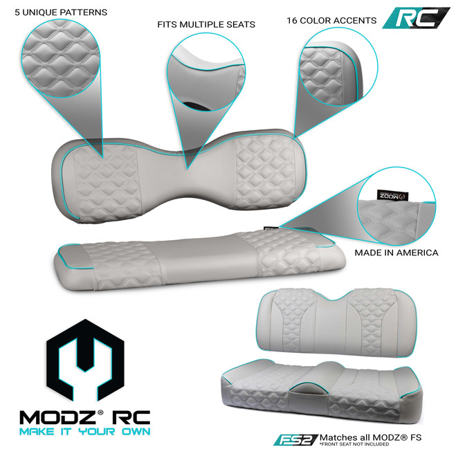 MODZ® RC Custom Rear Seat Covers - Gray Base - Choose Pattern and Accent Colors