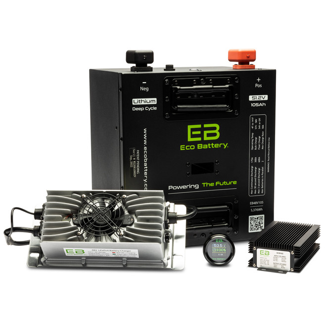 Eco Battery 48V (51V)- 105AH Gen3 Thru Hole Golf Cart Lithium Battery Bundle - Choose Cart Model