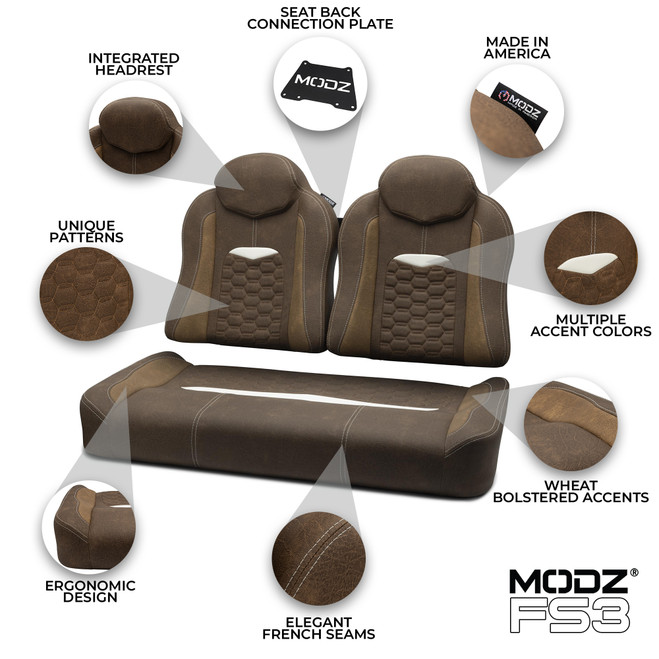 MODZ® FS3 Custom Front Seat - Brown Base - Choose Pattern and Accent Colors