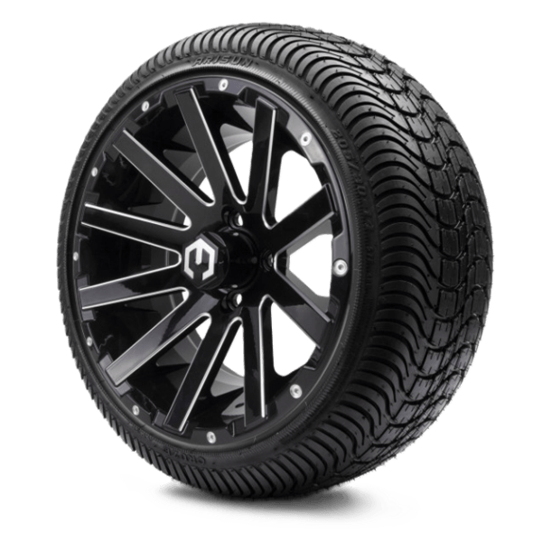 Glossy Black Golf Cart Wheels and Tires