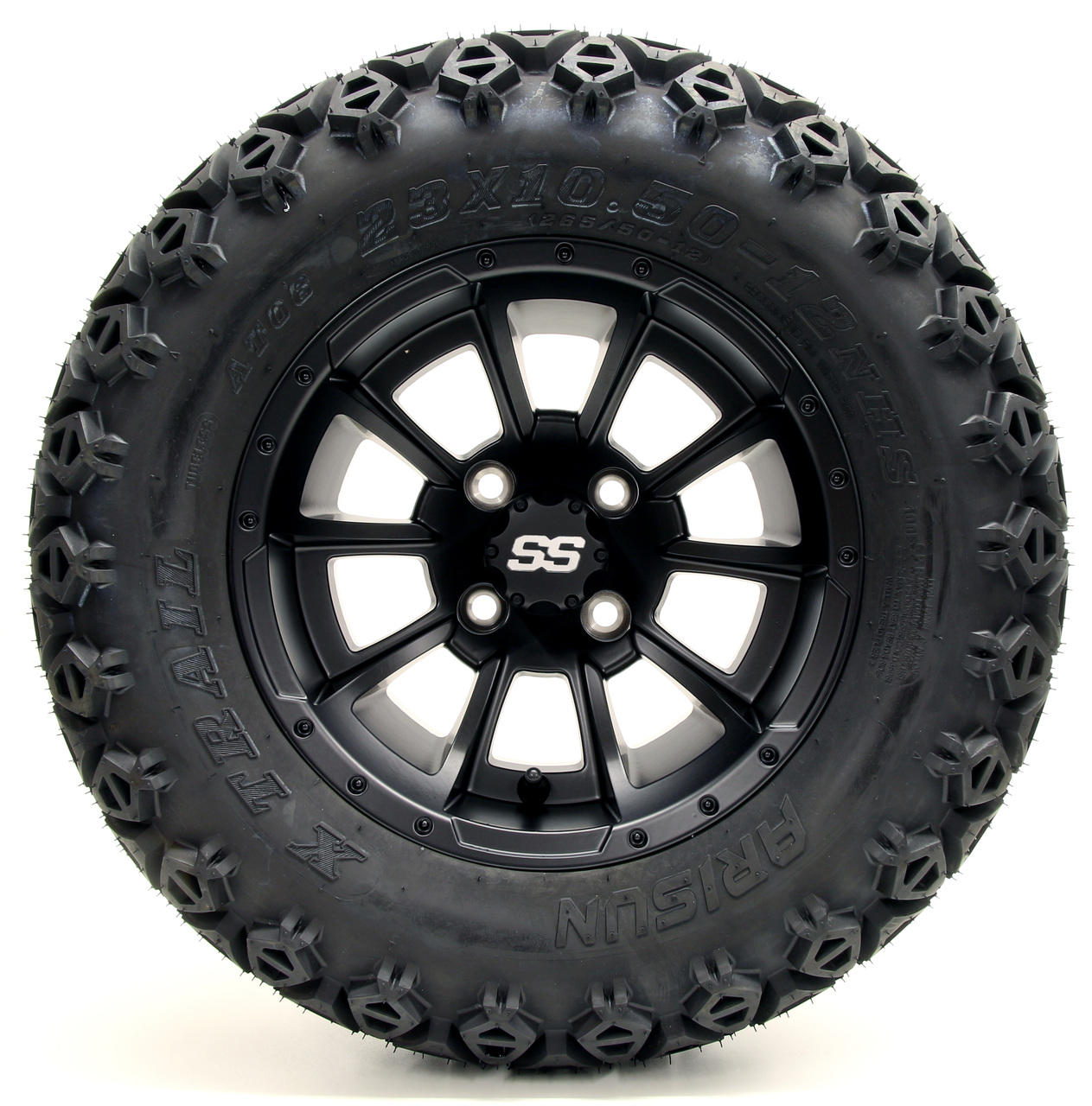 12 Clutch Matte Black Wheels Plus X Trail Tires Golf Cart King