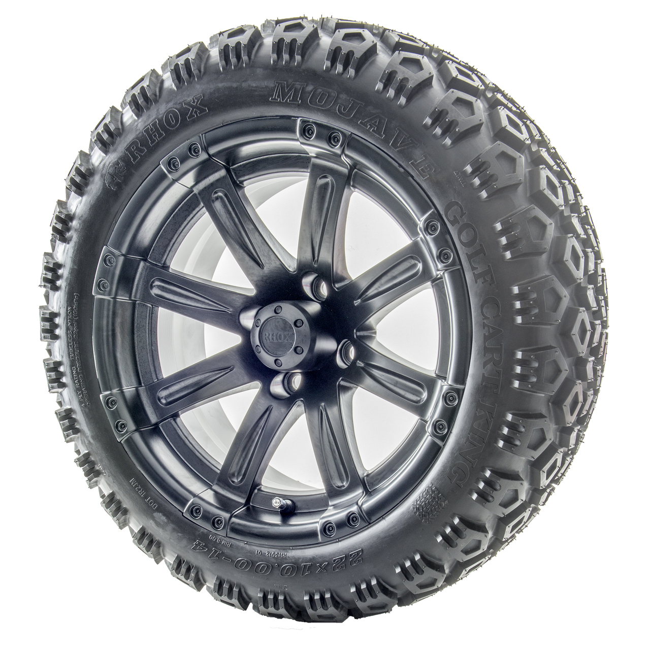 RHOX 14" Vegas RX222 Matte Black Wheels with Lifted Tire Options Combo