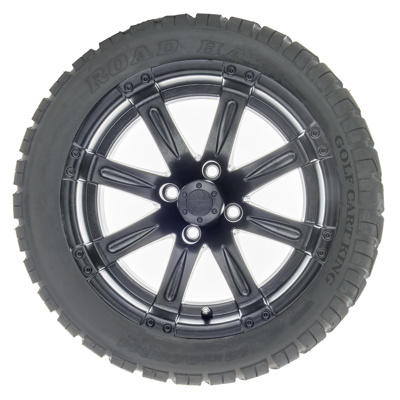 RHOX 14" Vegas RX222 Matte Black Wheels with Lifted Tire Options Combo