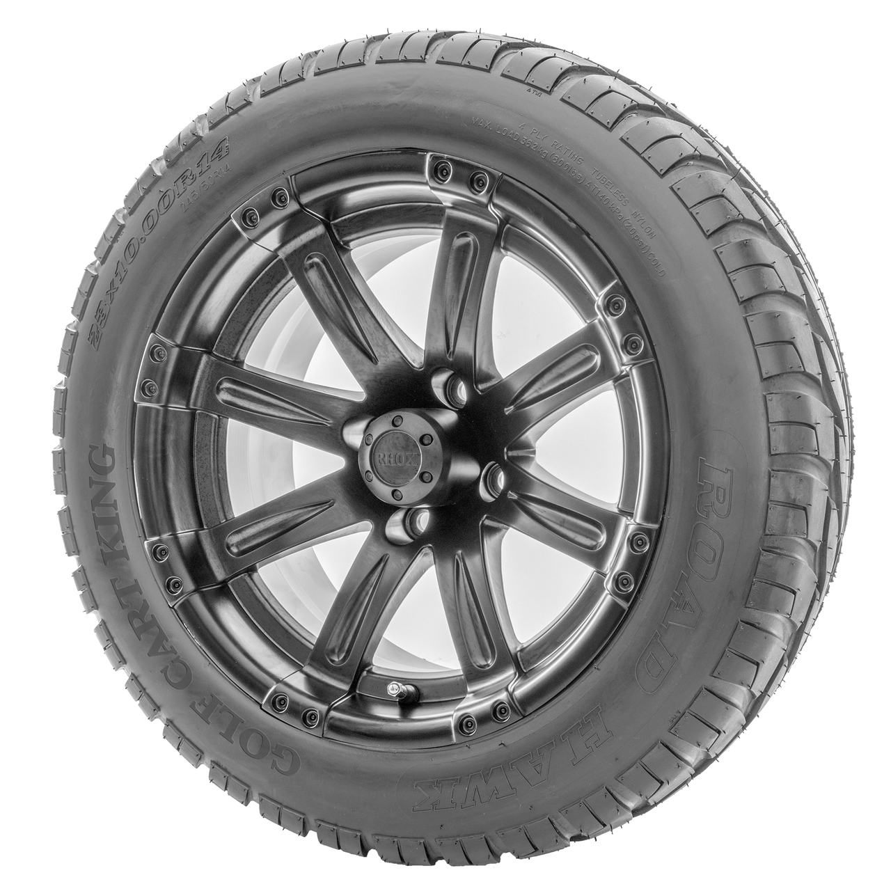 RHOX 14" Vegas RX222 Matte Black Wheels with Lifted Tire Options Combo