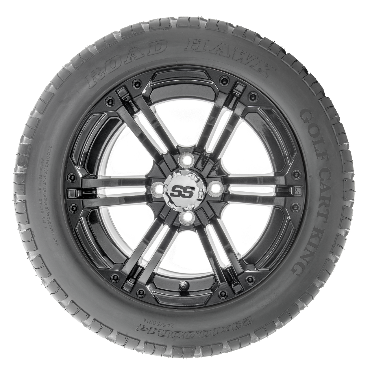 RHOX 14" RX354 Gloss Black Wheels with Lifted Tire Options Combo Golf