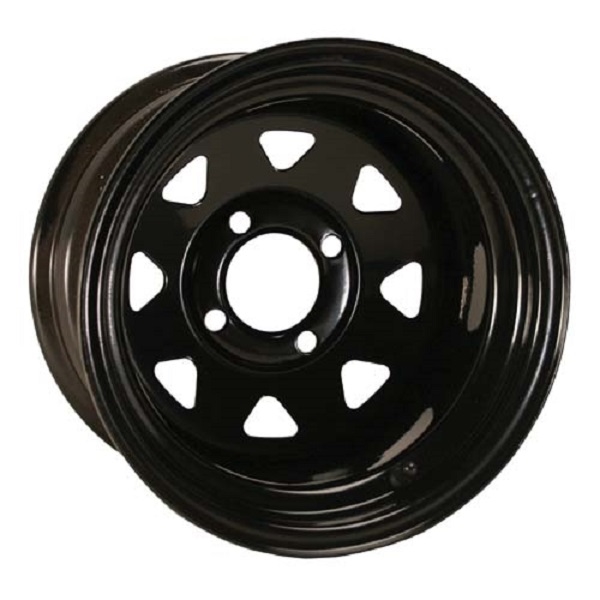 12"x7" Gloss Black Steel Golf Cart Wheel (3+4 Offset)