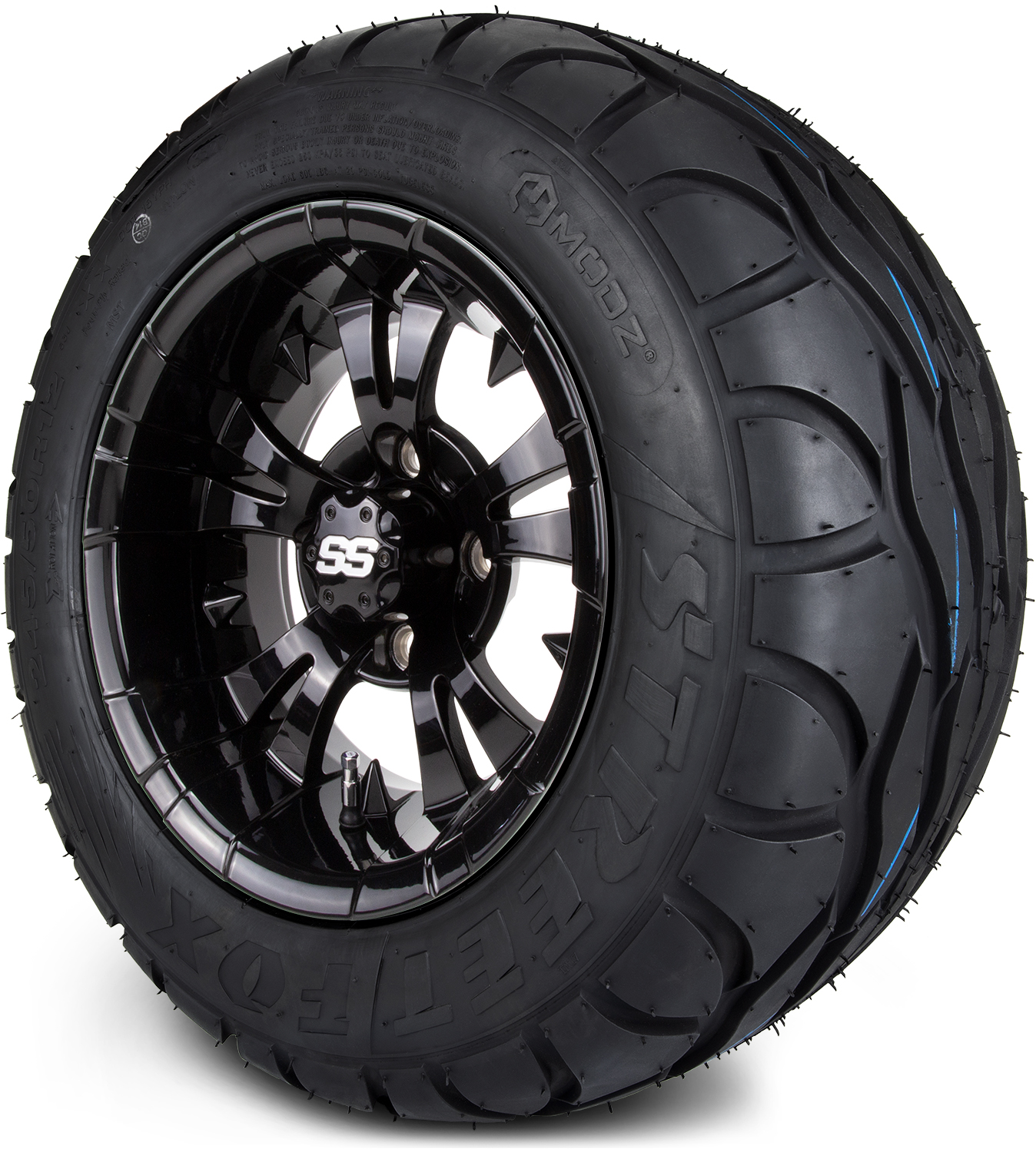 12" Vampire Glossy Black LowPro Tire and Wheels Combo