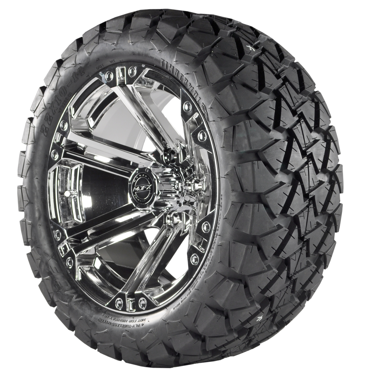 Madjax 14" Nitro Chrome Wheels MJFX Predator 23x10.514 4 Ply Tires