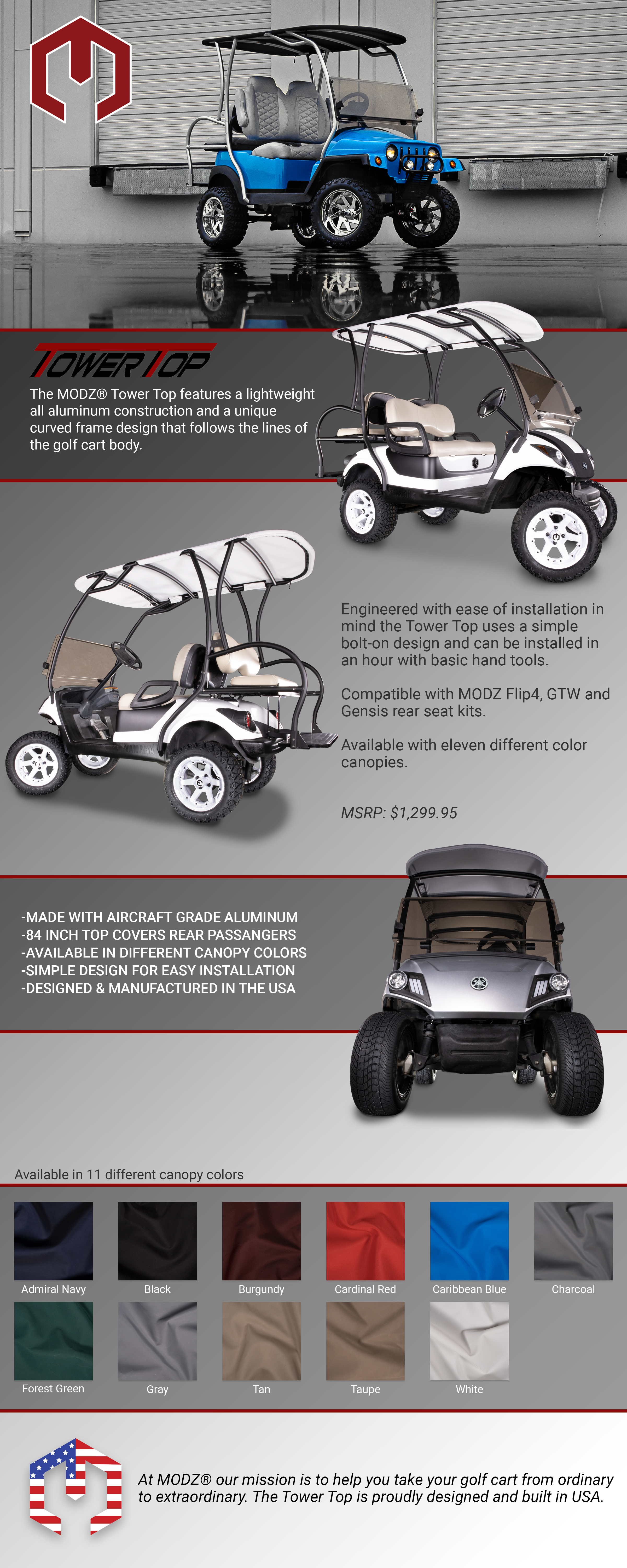 Top Struts - Club Car DS With OEM Top