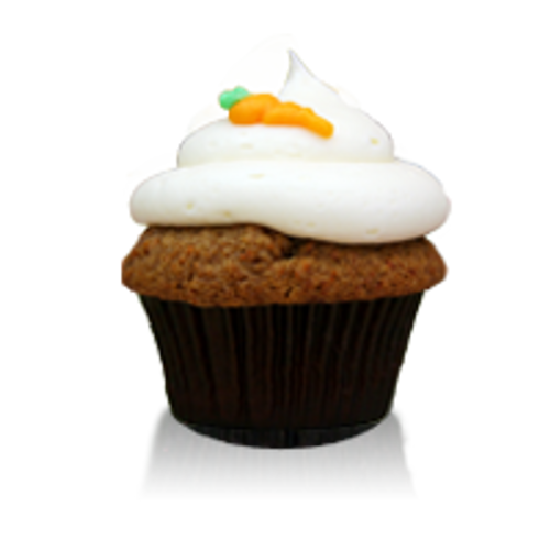 Delicious carrot cake with cream cheese icing topped with a cute frosted carrot