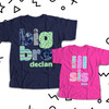 Brother or sister colorful stitched look pattern DARK sibling Tshirt set 