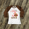 First birthday shirt little turkey 1st (or any) birthday girl personalized raglan Tshirt
