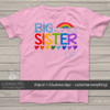 Big sister shirt colorful rainbow and hearts big sister personalized Tshirt