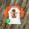 First birthday shirt lil' pumpkin 1st (or any) birthday boy or girl personalized raglan Tshirt