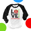 Love school teacher's personalized raglan shirt