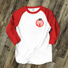 Monogram red ornament adult raglan shirt