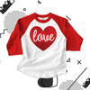 Valentine love sparkly heart raglan shirt
