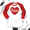 Valentine love sparkly heart ADULT raglan shirt