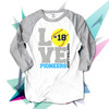 Softball mom three quarter white/gray raglan baseball shirt HEATHERED LOVE