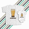 Funny dad and baby drinking buddies tshirt and bodysuit gift set