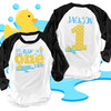  First birthday splash and play front and back print raglan shirt