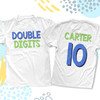 Tenth birthday boy double digits front and back print Tshirt