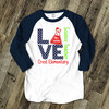 Science teacher love personalized raglan shirt