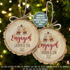  Engagement couple cut wood slice Christmas ornament