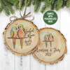 Love birds wood slice Christmas ornament