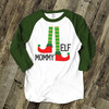 Mommy elf unisex ADULT raglan Christmas shirt