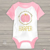 First birthday pink pumpkin gold glitter RAGLAN bodysuit