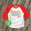 Christmas santa's favorite childrens personalized raglan shirt