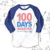Teacher 100 days smarter faux stitch adult raglan shirt
