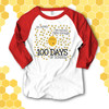 Teacher 100 days honey bee unisex adult raglan shirt