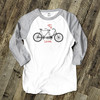 Vintage bicycle love hearts Valentine adult raglan shirt