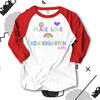 Teacher any grade peace love rainbow ADULT raglan shirt
